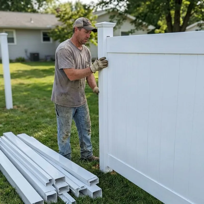 Vinyl Fence Installation installation detail in Bakersfield
