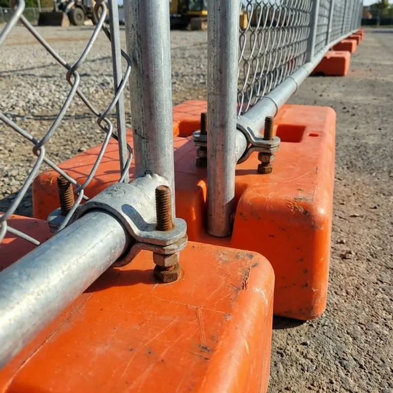 Temporary Construction Fencing installation detail in Bakersfield